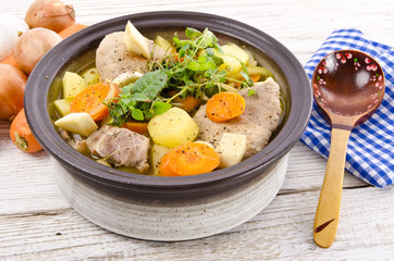 Vegetable stew with meat and herbs