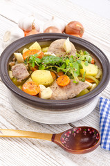 Vegetable stew with meat and herbs