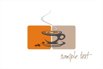 hot coffee , cafeteria , logo design