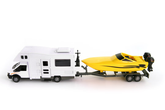 Toy camper van and speed boat
