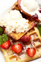 Waffles with strawberry