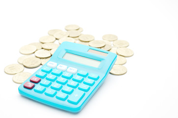電卓　青　５００円玉