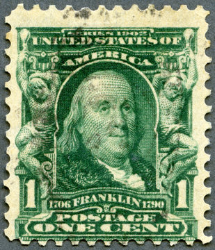 USA - 1903: shows portrait of Benjamin Franklin (1706-1790)