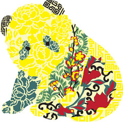Obraz premium Panda in Chinese ornament