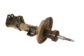 the old rusty front shock absorber