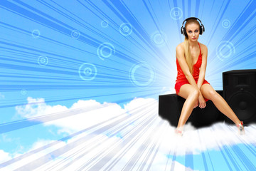 Portrait of young woman with headphones