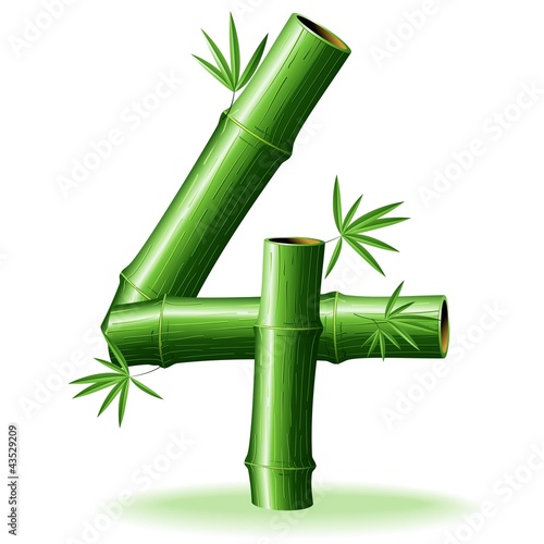 "Bambù Numero 4Bamboo Logo Sign Number 4Vector" Stock image and