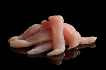 Raw chicken meat slices.