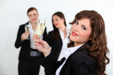 Women toasting with champagne