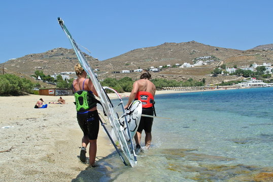 MYKONOS WINDSURF IN KALAFATIS BEACH