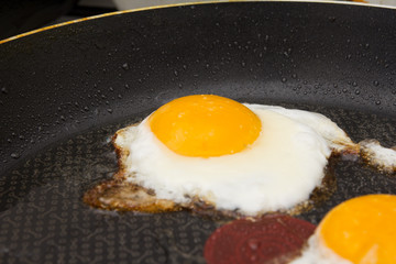 Eggs fried in a pan