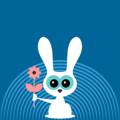 Cute little bunny with flower card