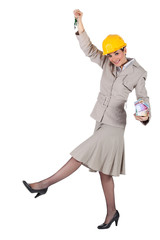 Woman jumping with keys in hand