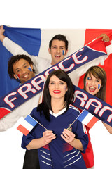 A group of friends supporting the French football team