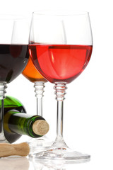 wine in glass fruit isolated on white