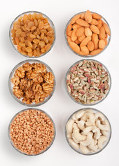 Mixed dry fruits in glas bowl