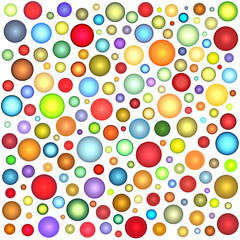 glossy sphere bubble pattern in multiple color on white