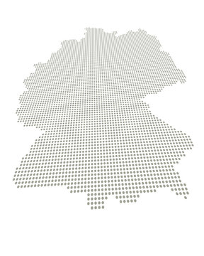 Perspektivisch verzerrte Deutschlandkarte mit Punktraster