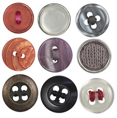 collection sewing button on white background