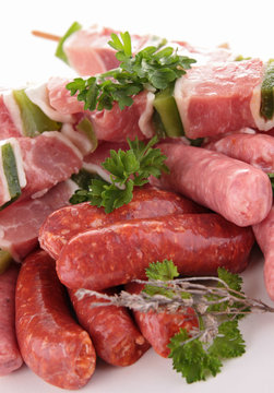 assortment of raw meats