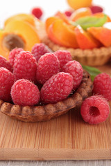 raspberry tart and apricot tart