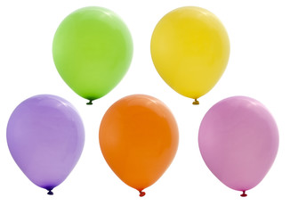 colorful party balloons isolated on white background