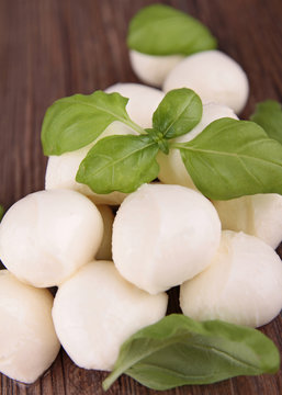 mozzarella ball and basil