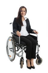 Fototapeta na wymiar Asian Businesswoman sitting in a wheel chair