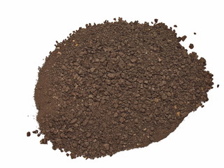 macro pile dirt isolated on white background