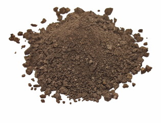 macro pile dirt isolated on white background