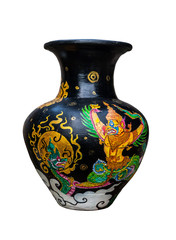 Vase art from thailand,painting thai art on vase