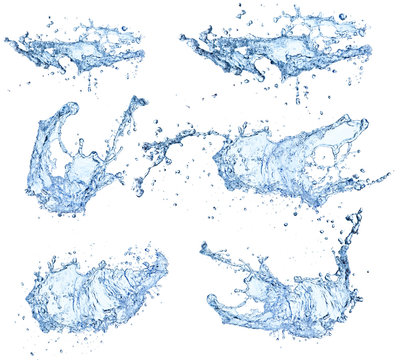 Water splashes collection isolated on white background