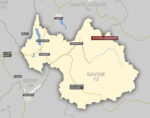 Naklejka premium Situation de la stations de Areches Beaufort