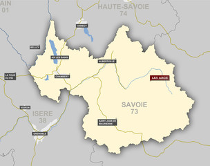 Obraz premium Carte et situation de les Arcs