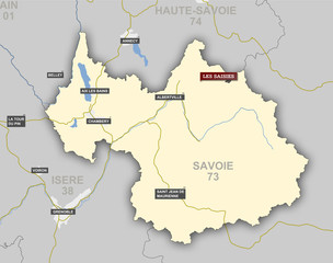 Fototapeta premium Carte et situation de les Saisies