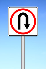 Turn back road sign