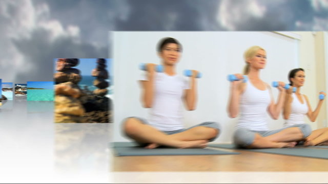 Montage 3D exercise images of  Yoga