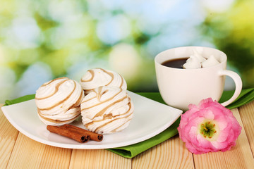 Air marshmallows on nature background