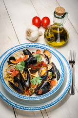 Spaghetti allo scoglio - spaghetti with mussels and clams