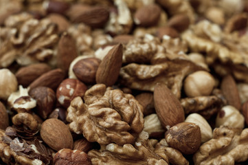 Nuts background closeup