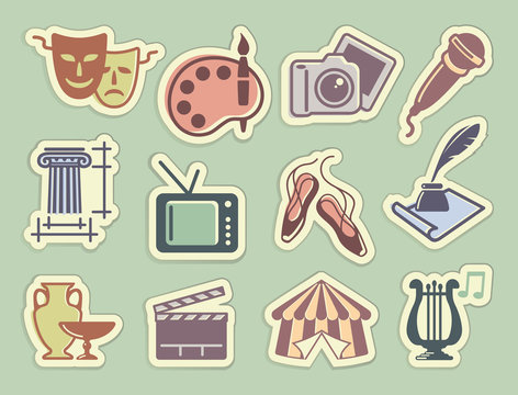 Art icons on stickers