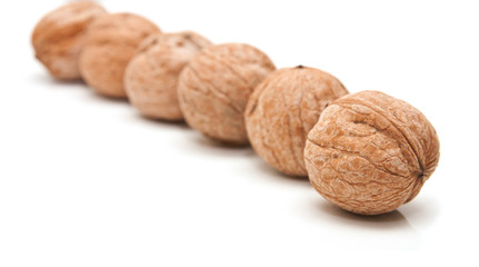 Walnut on a white background