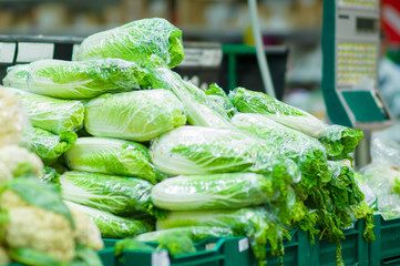 Bunch of chinese cabbage in supermarket