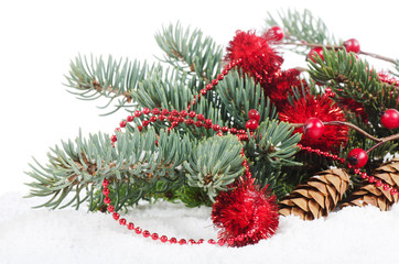 Christmas Decorations over white