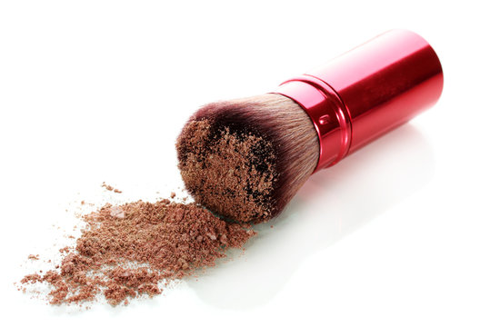 brush and blusher isolated on white