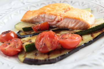 Roasted salmon with vegetables