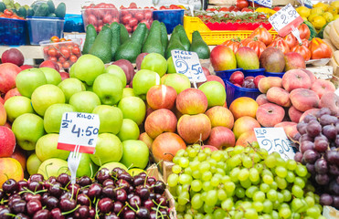 Fruits and vegetables at the market stall