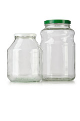 Glass empty jar isolated on white