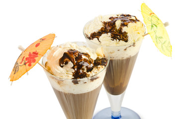 Chocolate cocktail isolated on the white