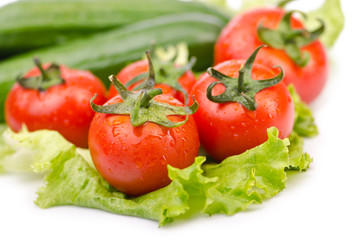 Cucumbers and tomatoes ready for salad
